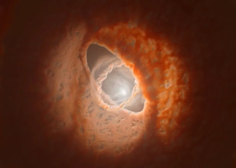 В звездной системе GW Orionis три звезды, они расположены в центре трех пылевых колец. Источник: ESO