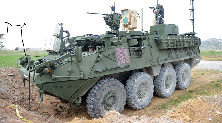 База Stryker с 5-киловаттным лазером на испытаниях в марте прошлого года. Фото: C. Todd Lopez/Army News Service