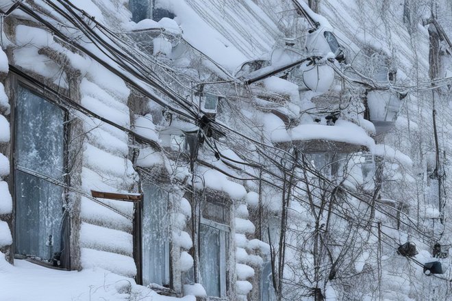 Провода зимой на улице