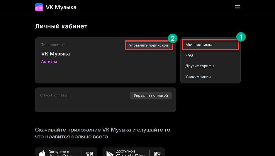 Скриншот страницы личного кабинета «VK Музыка» Скриншот страницы личного кабинета «VK Музыка»