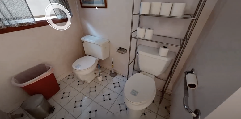 Туалет с двумя унитазами в подвале. Фото: Youtube / Grill