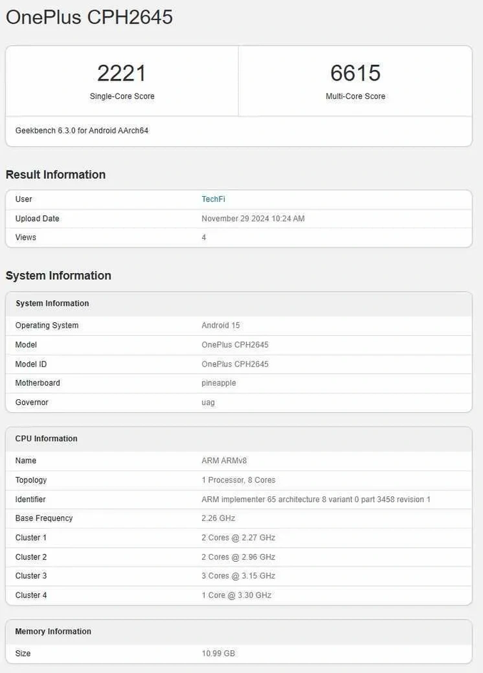 OnePlus 13R в Geekbench.