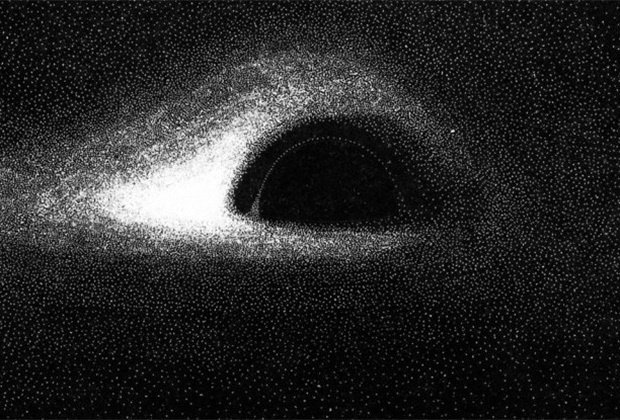 Реконструкция изображения черной дыры. Изображение: Jean-Pierre Luminet