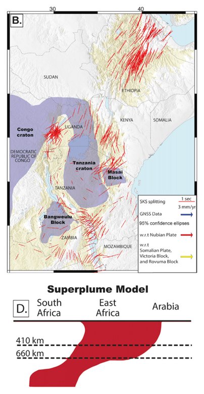 Исследователи говорят, что деформации согласуются с моделью африканского суперплюма. Фото: Rajaonarison et al., Journal of Geophysical Research: Solid Earth, 2023