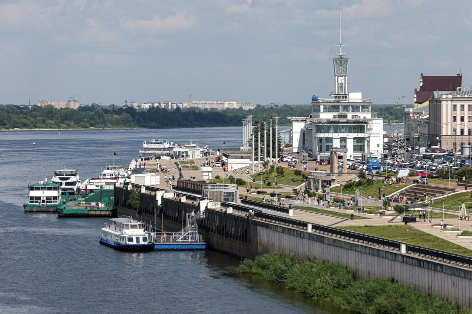 Вид на речной вокзал в Нижнем Новгороде