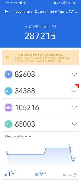 Бенчмарки Huawei nova Y73