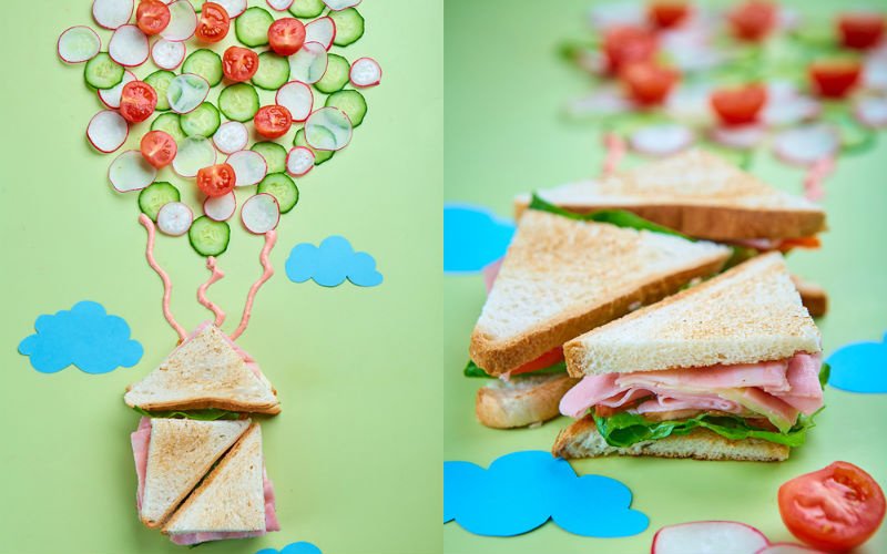 Сэндвич с ветчиной и ­свежими овощами