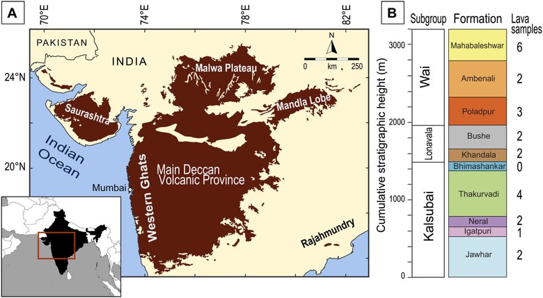 На карте показаны места, горные породы которых изучали ученые. Источник: phys.org