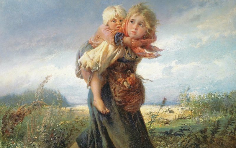 Константин Маковский «Дети, бегущие от грозы» (1872)