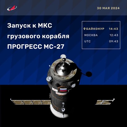 Роскосмос запускает грузовой корабль «Прогресс МС-27»