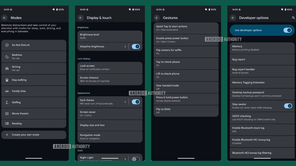скриншот настроек в Android 16 скриншот настроек в Android 16