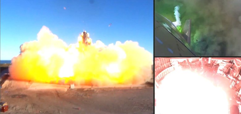 Момент взрыва ракеты, кадр из трансляции SpaceX