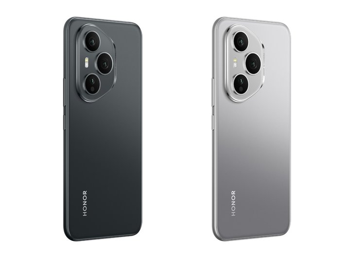 Honor 400 Pro в цветах «Вильветовый черный» (1) и «Титановый серый» (2)
