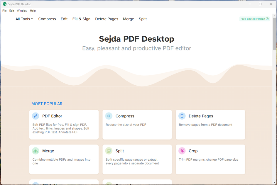 Скриншот программы Sejda Desktop Скриншот программы Sejda Desktop