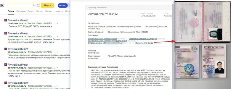 Документы россиян в поиске. Скриншот из «фейсбука» Павла Морозова.
