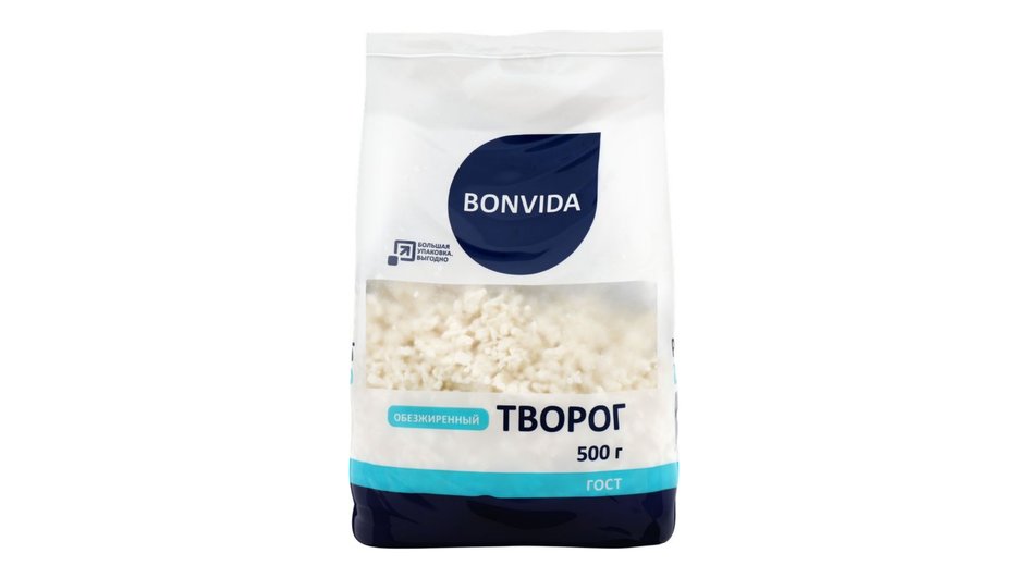 Обезжиренный творог фирмы Bonvida Обезжиренный творог фирмы Bonvida