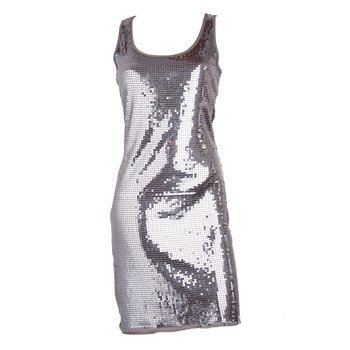 Серебристое платье с пайетками Esprit
