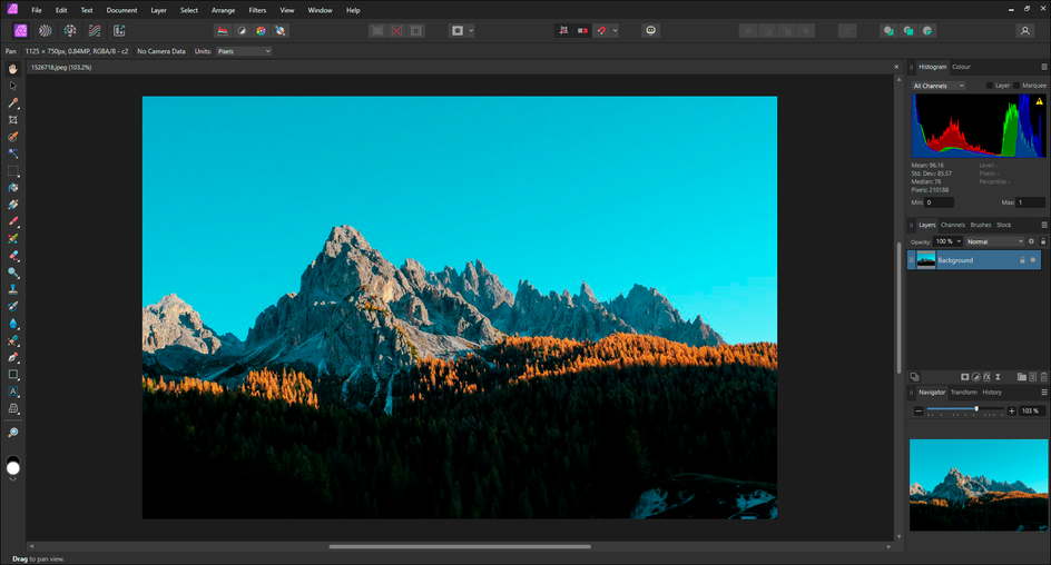 Интерфейс Affinity Photo