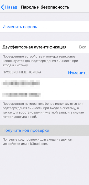 Двухфакторная аутентификация в iPhone Двухфакторная аутентификация в iPhone