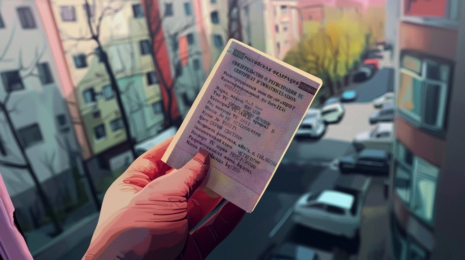 Свидетельство о регистрации транспортного средства в руке Свидетельство о регистрации транспортного средства в руке
