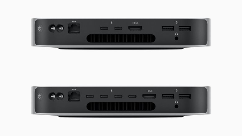 Mac mini на M2 (сверху) и M2 Pro (снизу). Фото: Apple
