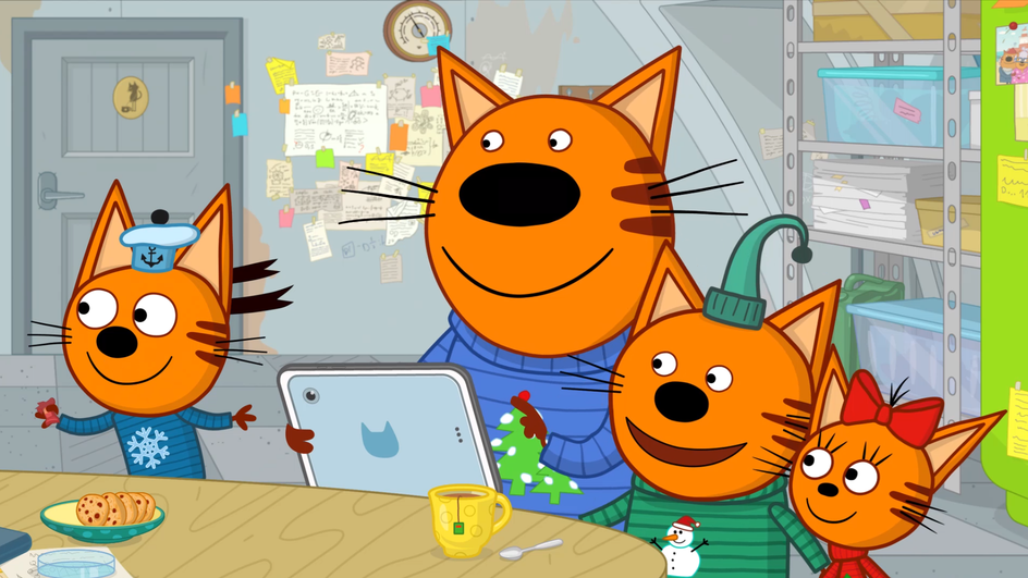 Кадр из мультфильма «Три кота. Зимние каникулы» Кадр из мультфильма «Три кота. Зимние каникулы»