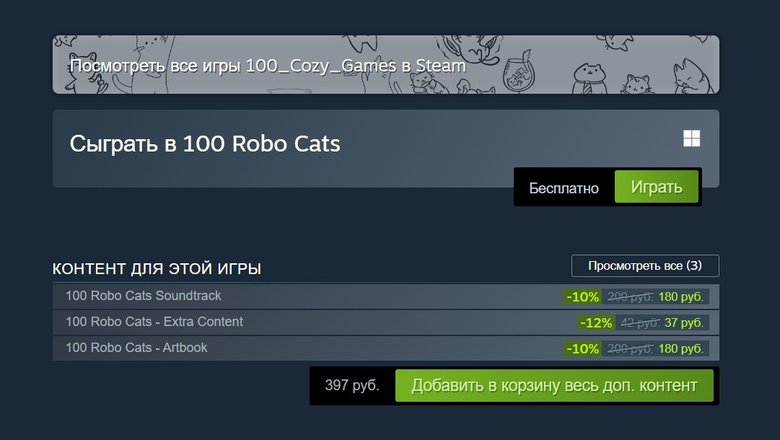 Цена 100 Robo Cats