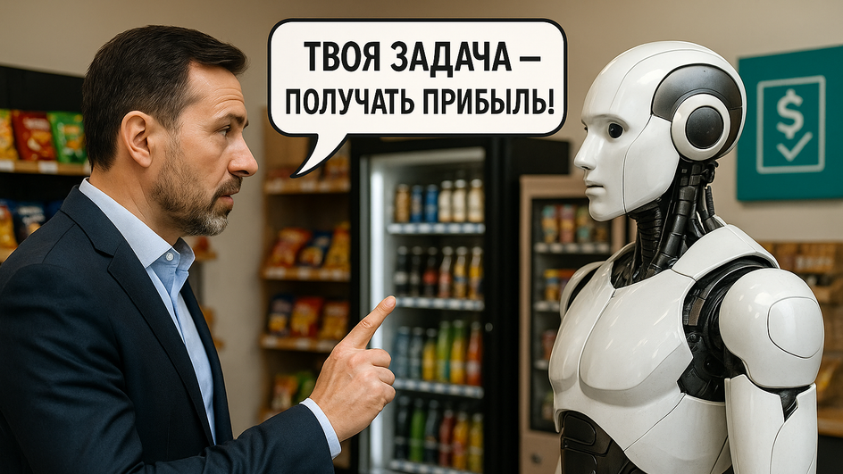 Человек дает инструкции роботу 