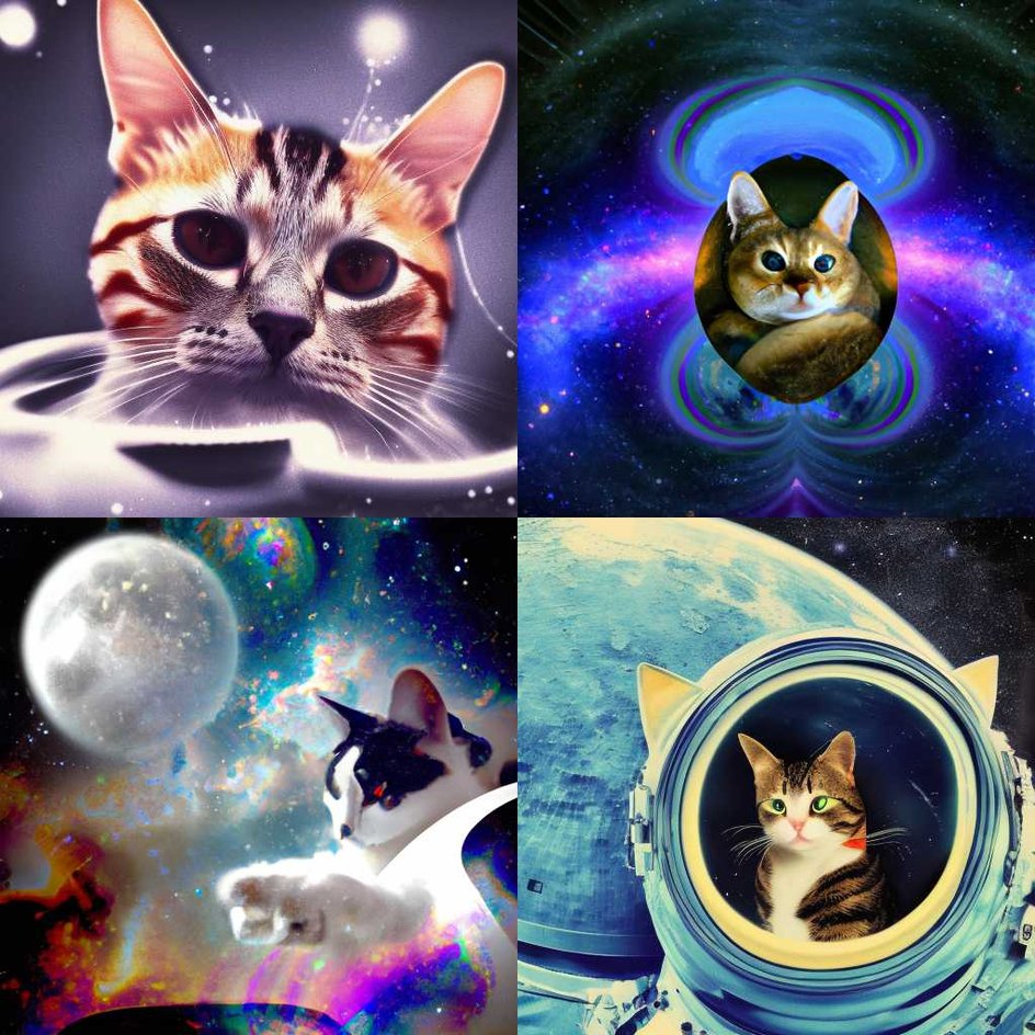 Коты в космосе, сгенерированные Jasper Art 