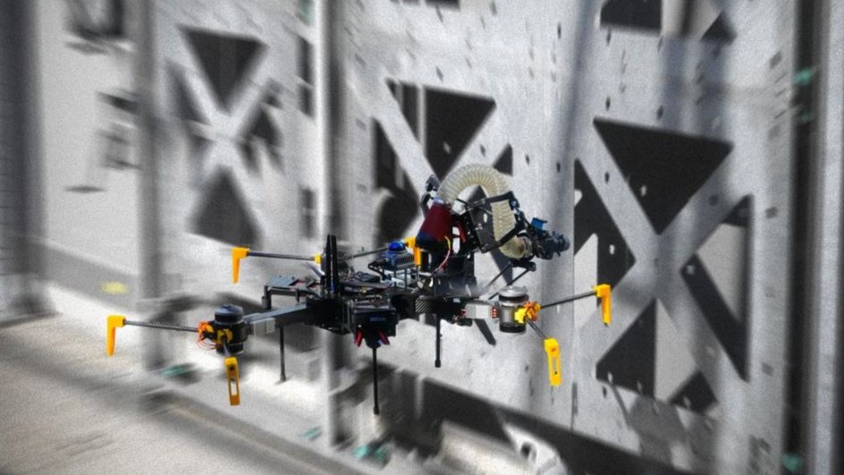 Испытательная стена лаборатории Empa DroneHub с модульными компонентами для экспериментов с летающими строительными роботами Испытательная стена лаборатории Empa DroneHub с модульными компонентами для экспериментов с летающими строительными роботами