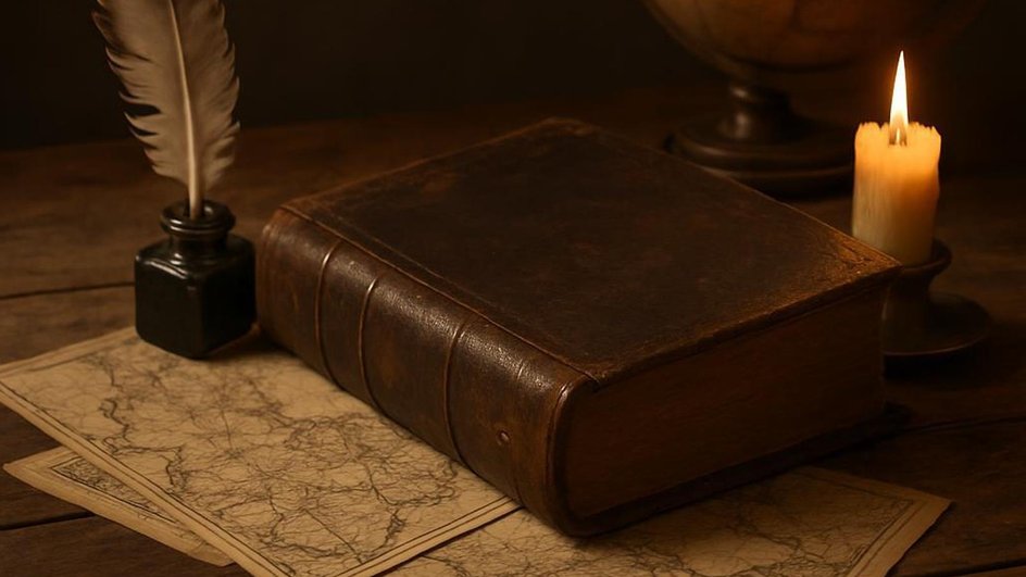 Свеча и книга лежат на столе Свеча и книга лежат на столе