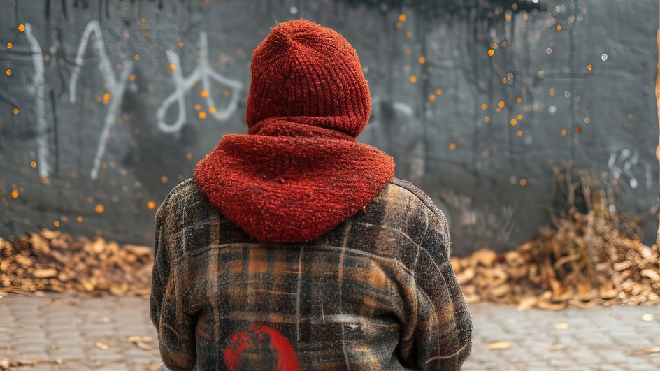 Бродяга сидит на улице Бродяга сидит на улице