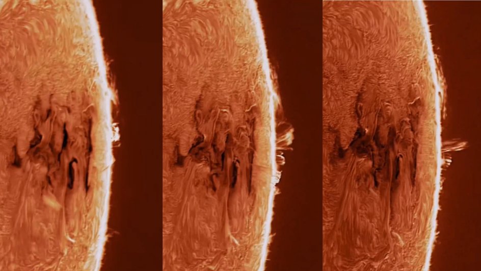 Наблюдения Маккарти за плазменными петлями, танцующими над поверхностью Солнца.