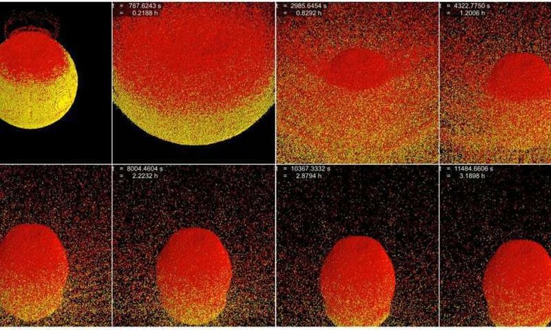 Различные этапы взрыва астероида. Фото: Charles El Mir/Johns Hopkins University