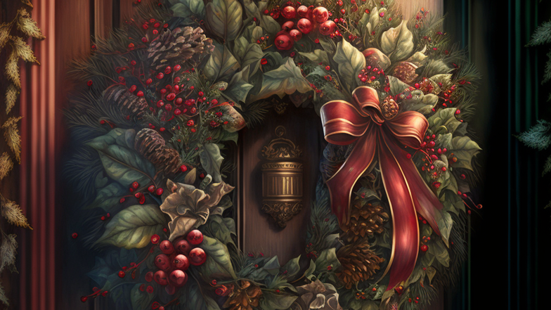 karakat_christmas_wreath_on_the_door_photorealistic_photo_detai_23d010e5-5266-4617-8bcf-2e45b7345162.png