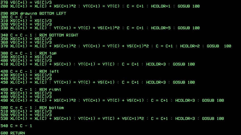Пример кода программы, написанной на BASIC