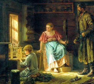 Бабий угол на картине В.М. Максимова «Мальчик-механик» (1871 г.). Источник: соцсети