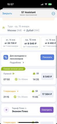 Мини-приложение в Telegram от S7 Airlines