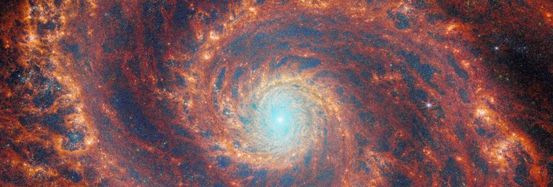 Галактика M51. Фото: A. Adamo (Stockholm University) / ESA, Webb, NASA, CSA, FEAST JWST team