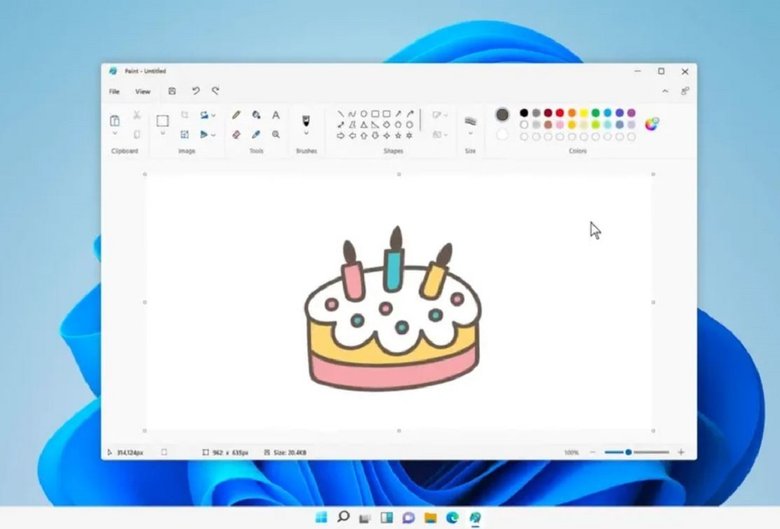 Новый дизайн Paint в Windows 11. Фото: The Verge