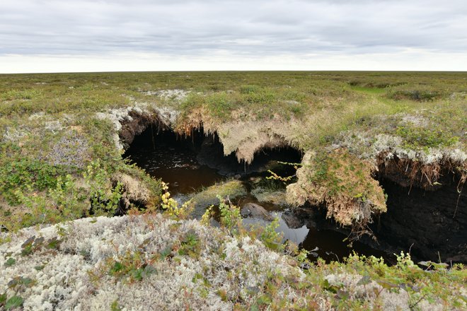 Провал в месте растаявшей ледяной жилы