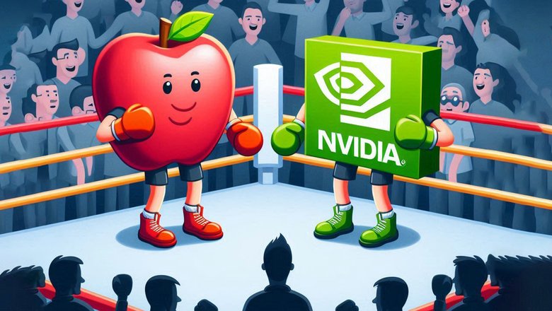 Рисунок противостояния Apple и Nvidia, созданный при помощи ИИ
