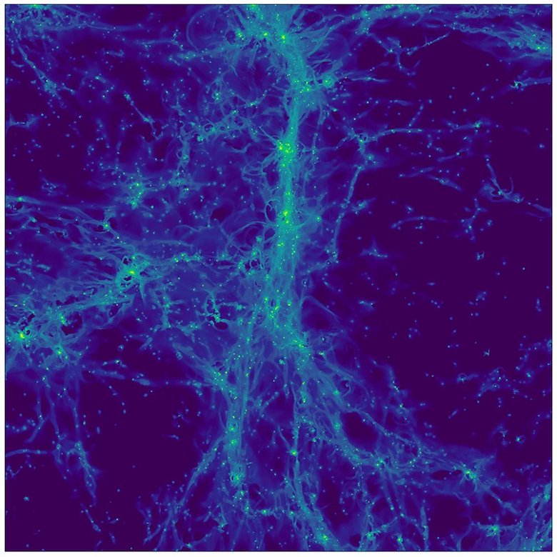 Смоделированное изображение «космической паутины», где каждая точка света представляет собой галактику, в которой происходит звездообразование. Источник: Jeremy Blaizot / project SPHINX
