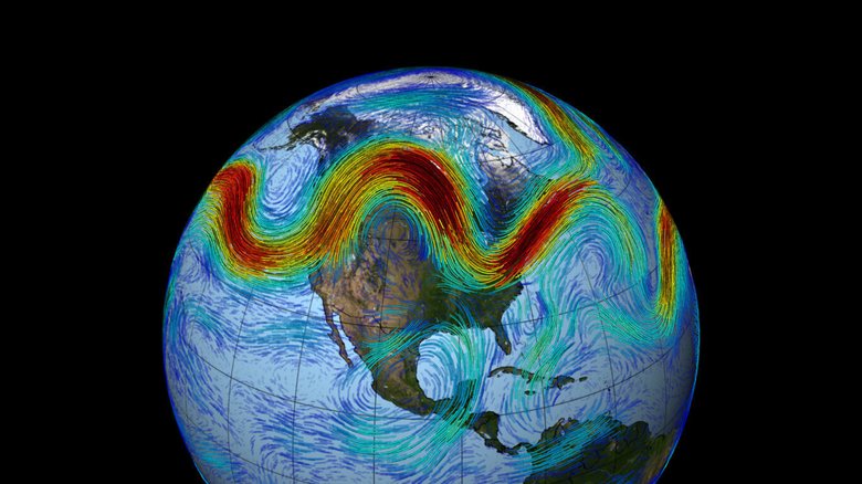Движущийся пояс западных ветров пересекает нижние слои атмосферы. Фото: NASA