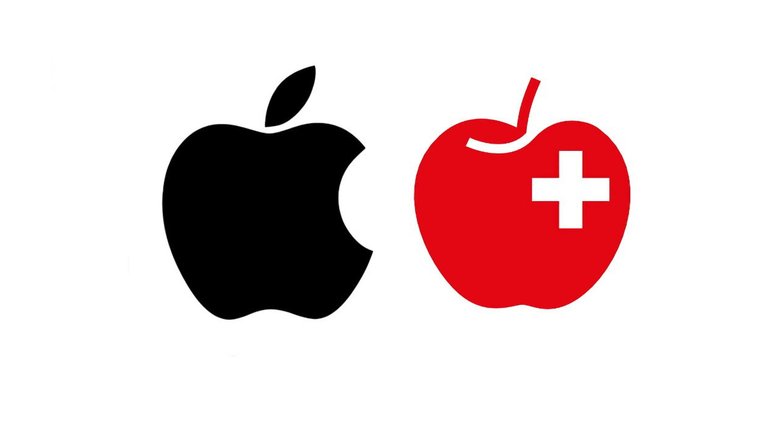 Логотип Apple и логотип Fruit Union Suisse.