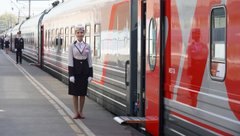 Посадка в поезд на вокзале
