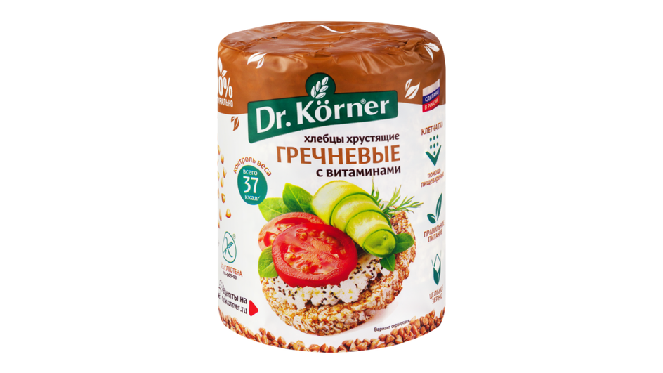 Хлебцы фирмы Dr. Korner серия гречневые с витаминами Хлебцы фирмы Dr. Korner серия гречневые с витаминами