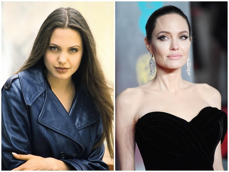 Анджелина Джоли в 1994 году и в 2018 году