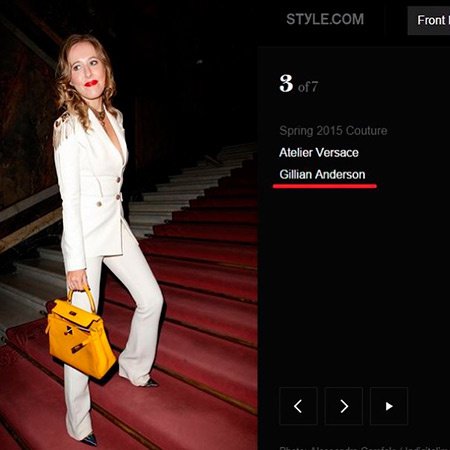 На сайте Style.com были размещены снимки гостей модного шоу, и фото нашей соотечественницы подписали совсем другим именем
