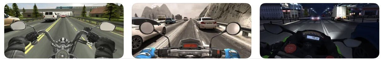 В офлайн-игре Traffic Rider можно гонять на 30+ разных мотоциклах
